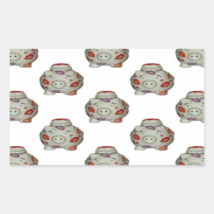 Adorable Lipstick Pig Rectangular Sticker