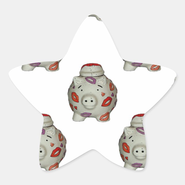 Adorable Lipstick Pig Star Sticker (Front)