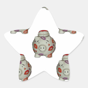 Adorable Lipstick Pig Star Sticker