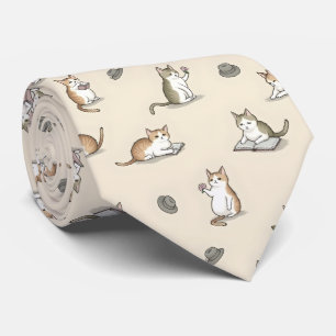 Adorable Literary Cats Reading Books Pattern Tie