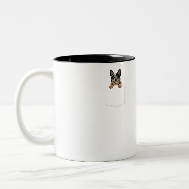 Adorable Little Australian Cattle Dog In The Pocke Two-Tone Coffee Mug (Left)
