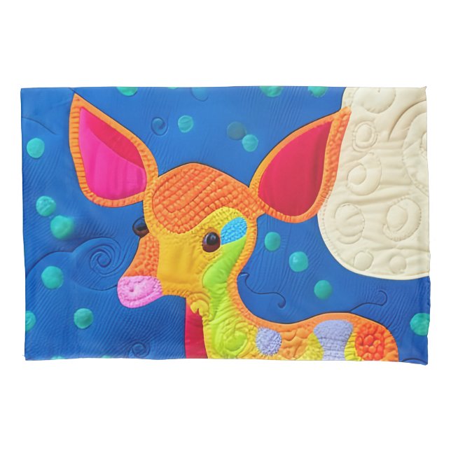 Adorable Little Baby Deer - Quilt-Like Design Pillowcase (Front)