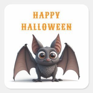 Adorable Little Bat With Happy Face And Big Eyes Square Sticker