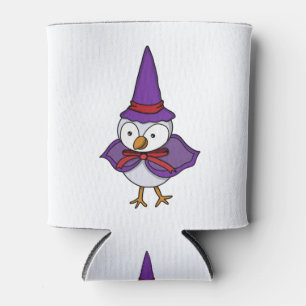 Adorable little bird wearing a wizard costume can cooler