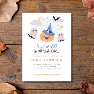 Adorable Little Boo Halloween Baby Shower Invitation
