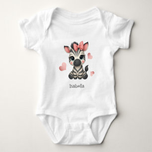 Adorable little cartoon zebra  baby bodysuit