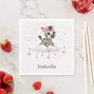 Adorable little cartoon zebra napkin