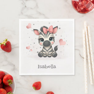 Adorable little cartoon zebra napkin