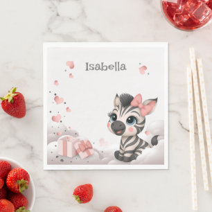 Adorable little cartoon zebra napkin