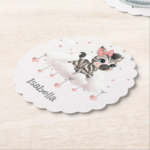 Adorable little cartoon zebra  paper coaster