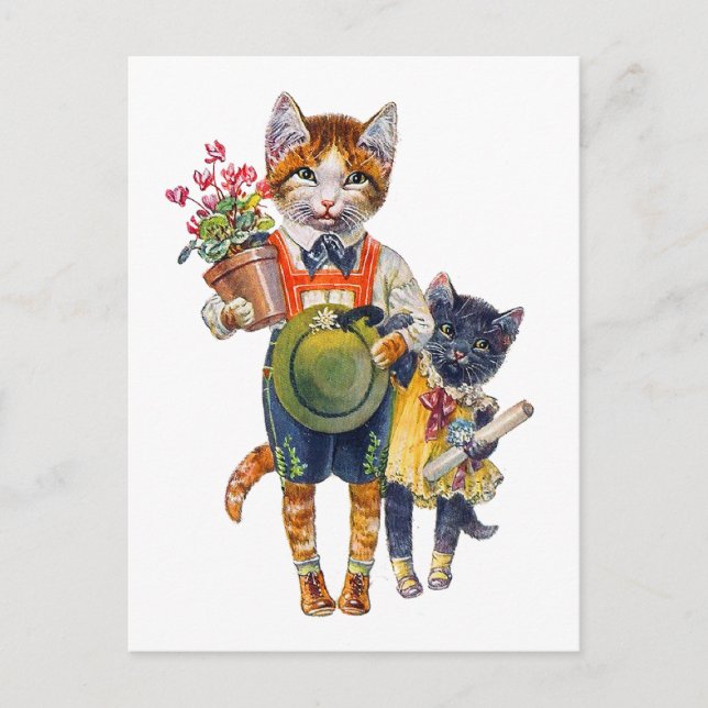 Adorable Little Cats Bearing Gifts Postcard (Front)