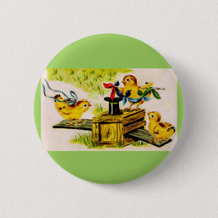 adorable little chick magician 6 cm round badge