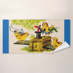 adorable little chick magician bath towel set
