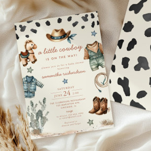 Adorable Little Cowboy is on way boy baby shower Invitation