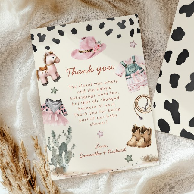 Adorable Little Cowgirl is on way girl baby shower Thank You Card (Creator Uploaded)