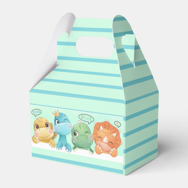 Adorable Little Dinosaur Baby Shower  Favour Box (Front Side)