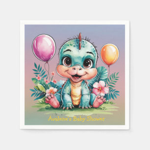 Adorable Little Dinosaur Baby Shower Napkin