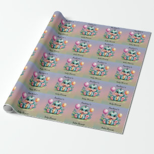 Adorable Little Dinosaur Baby Shower Wrapping Paper