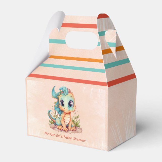 Adorable Little Dragon Fairytale Boy Baby Shower Favour Box (Front Side)