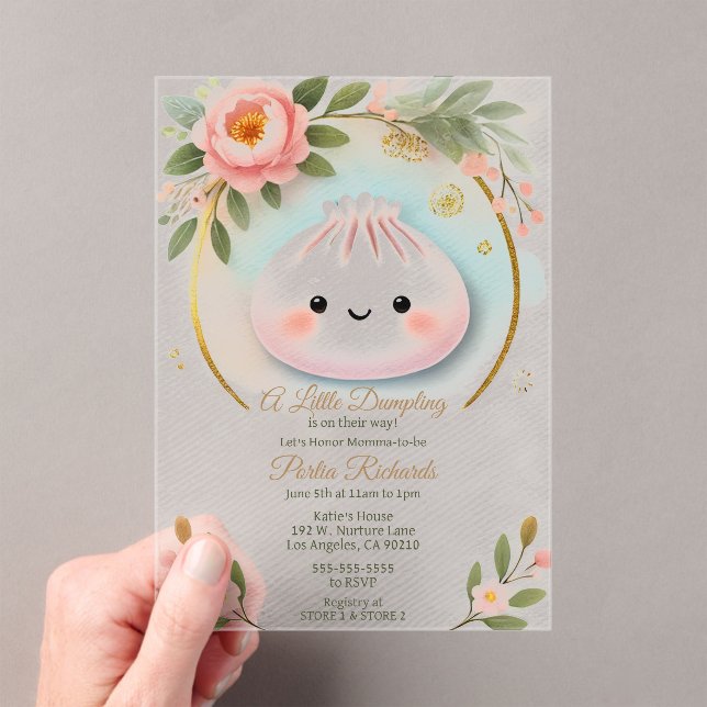 Adorable Little Dumpling Baby Shower  Acrylic Invitations (Insitu (Handheld))