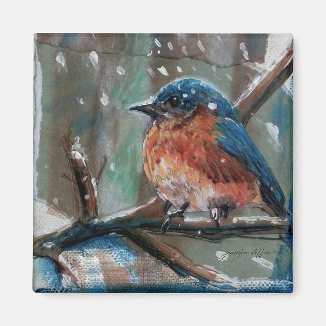 Adorable Little Eastern Bluebird Song Bird Magnet (Front)
