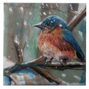 Adorable Little Eastern Bluebird Song Bird Tile