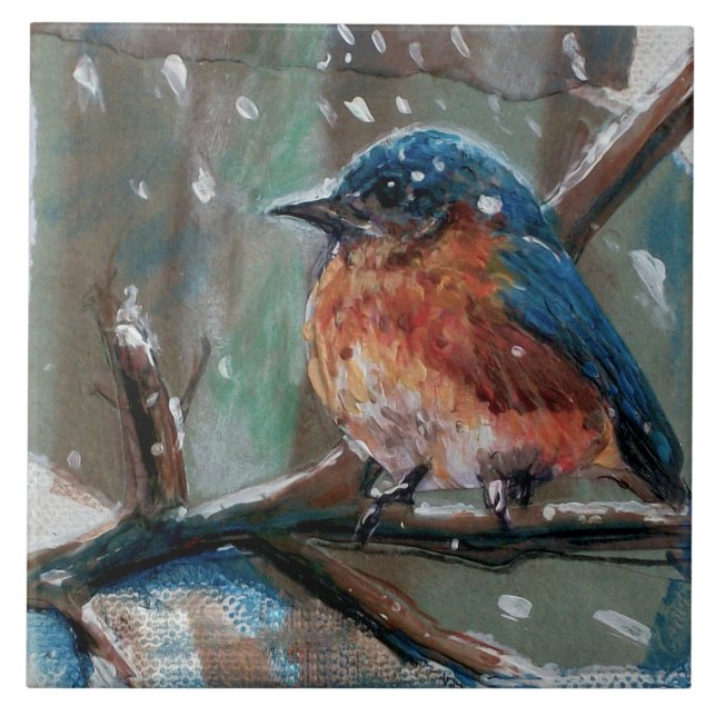 Adorable Little Eastern Bluebird Song Bird Tile (Front)