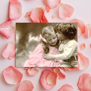 Adorable little Girl and Boy vintage photo Card