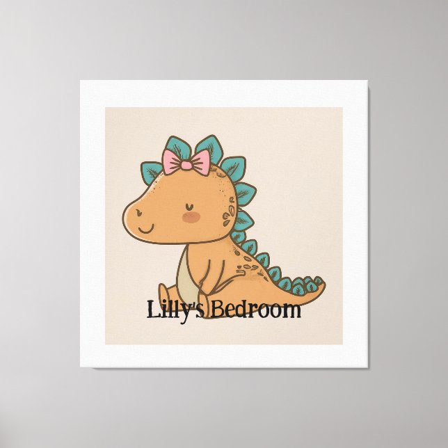 Adorable Little Girl Dinosaur - Cute Dino Design Canvas Print (Front)