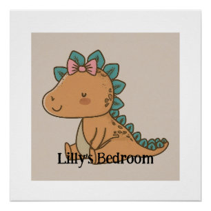 Adorable Little Girl Dinosaur - Cute Dino Design Poster