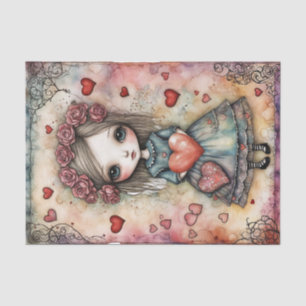 Adorable Little Girl - Valentines Day - Decoupage  Tissue Paper