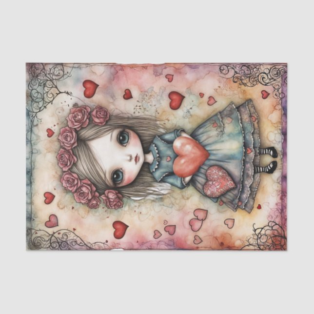 Adorable Little Girl - Valentines Day - Decoupage  Tissue Paper (Front)