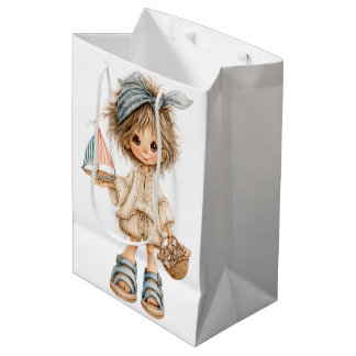 ADORABLE LITTLE GIRL WITH A SUMMER THEME MEDIUM GIFT BAG