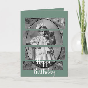 ADORABLE LITTLE GIRL WITH TEDDY BEAR DOLL 1900'S CARD