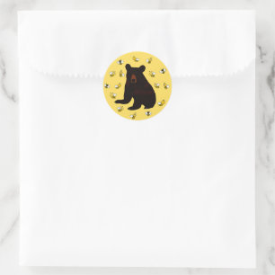 Adorable Little Honey Bee Bear Classic Round Sticker