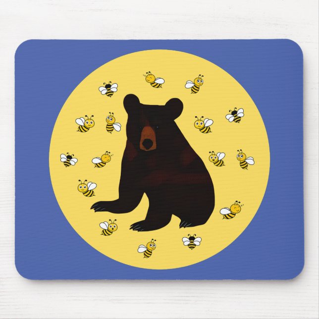 Adorable Little Honey Bee Bear Mouse Mat (Front)