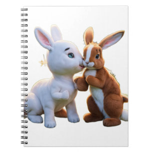 Adorable Little Horse Gently Nibbling a Cute Rabbi Notebook