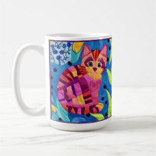 Adorable Little Kitten Quilt Like Design Coffee Mug