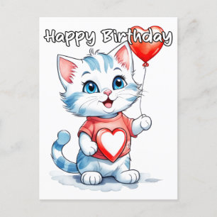 Adorable Little Kitty Cat Happy Birthday Postcard
