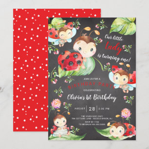 Adorable Little Lady Ladybug 1st Birthday Invitati Invitation