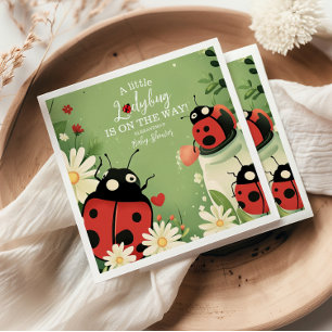 Adorable Little Ladybug Girl Baby Shower Napkin