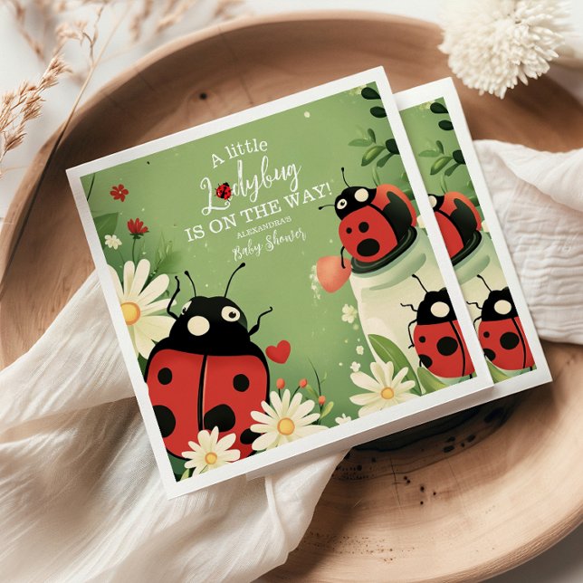 Adorable Little Ladybug Girl Baby Shower Napkin (Creator Uploaded)