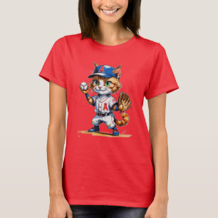 Adorable Little League Baseball Cat! T-Shirt