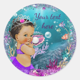 Adorable Little Mermaid Baby Shower Stickers