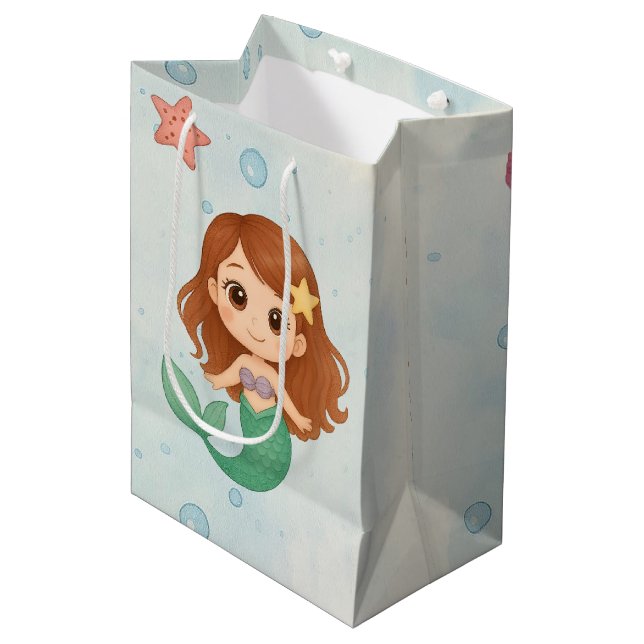 Adorable little mermaid medium gift bag (Front Angled)