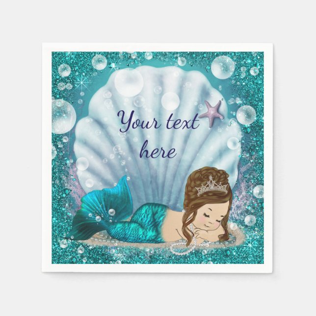 Adorable Little Mermaid Paper Napkins (Front)