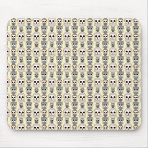 Adorable Little Owls Pattern on Light Yellow Mouse Mat