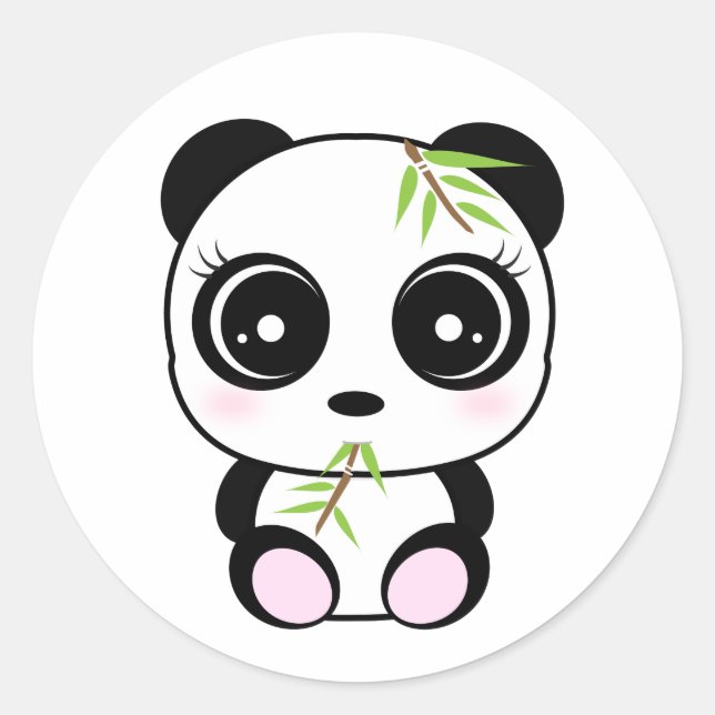 Adorable little panda eating *Panda Pocket* Classic Round Sticker (Front)
