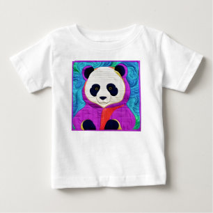 Adorable Little Panda - Quilt-Like Design Baby T-Shirt