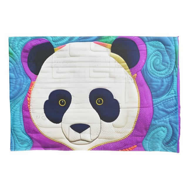 Adorable Little Panda - Quilt-Like Design Pillowcase (Front)